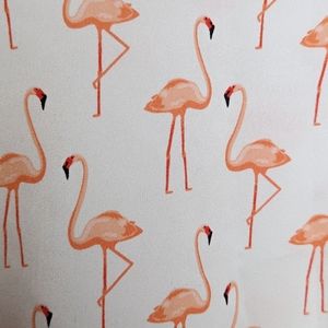 Dalia Quirky Casual Lightweight Flowy Summer White Flamingo Pattern Blouse